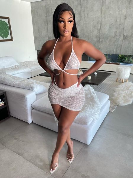 women's tracksuits dewadbow women halter bandage two piece outfit sleeveless backless crop stacked skirt matching set mesh rihnsto, Gray
women's tracksuits dewadbow women halter bandage two piece outfit sleeveless backless crop stacked skirt matching set mesh rihnsto, Gray