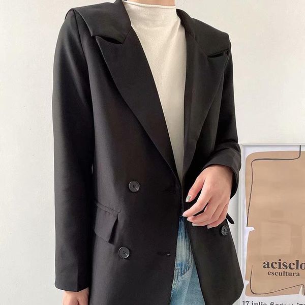 women's suits & blazers autumn and winter jacket casual solid color double-breasted pocket decorative, White;black
women's suits & blazers autumn and winter jacket casual solid color double-breasted pocket decorative, White;black