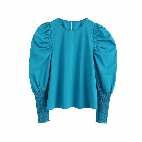 women's blouses & shirts fashion puff sleeve temperament shirt blue round neck long blouse bb2416, White
women's blouses & shirts fashion puff sleeve temperament shirt blue round neck long blouse bb2416, White