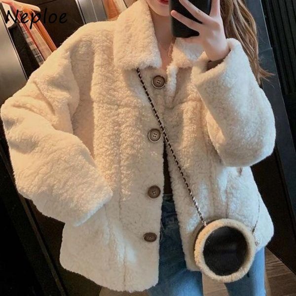 women's jackets neploe fashion faux lamb wool coat female 2021 turn-down collar loose thick short coats women winter warm mujer chaquet, Black;brown
women's jackets neploe fashion faux lamb wool coat female 2021 turn-down collar loose thick short coats women winter warm mujer chaquet, Black;brown