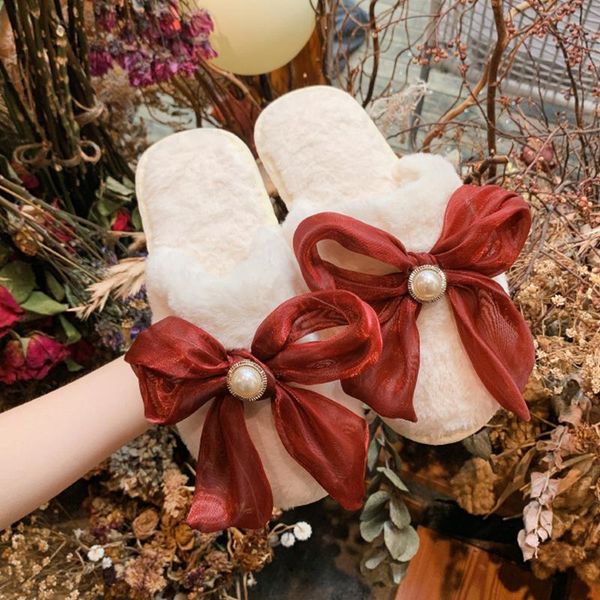 slippers elegant ribbon bow-knot indoor plush women faux fur warm baotou woman flats solid color slides bedroom fuzzy, Black
slippers elegant ribbon bow-knot indoor plush women faux fur warm baotou woman flats solid color slides bedroom fuzzy, Black