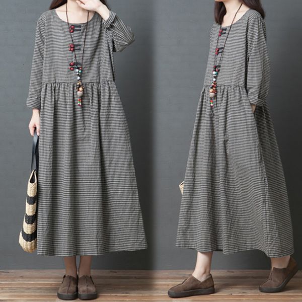 plus size cotton the neck chinese button black plaid dress long new 2021 spring loose sleeve nwt1, Black;gray
plus size cotton the neck chinese button black plaid dress long new 2021 spring loose sleeve nwt1, Black;gray