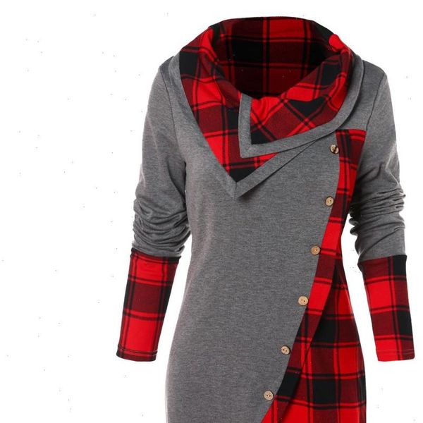 blouse women long sleeve irregular hem plaid button turtleneck tartan tunic pullover 2019 shirt blusas feminina d19, White
blouse women long sleeve irregular hem plaid button turtleneck tartan tunic pullover 2019 shirt blusas feminina d19, White