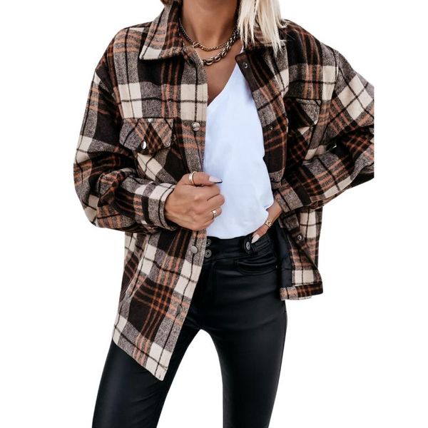 women's jackets 2021women's cotton turn down collar check lattice patchwork plaid print jacket long sleeve ladies casual female, Black;brown
women's jackets 2021women's cotton turn down collar check lattice patchwork plaid print jacket long sleeve ladies casual female, Black;brown
