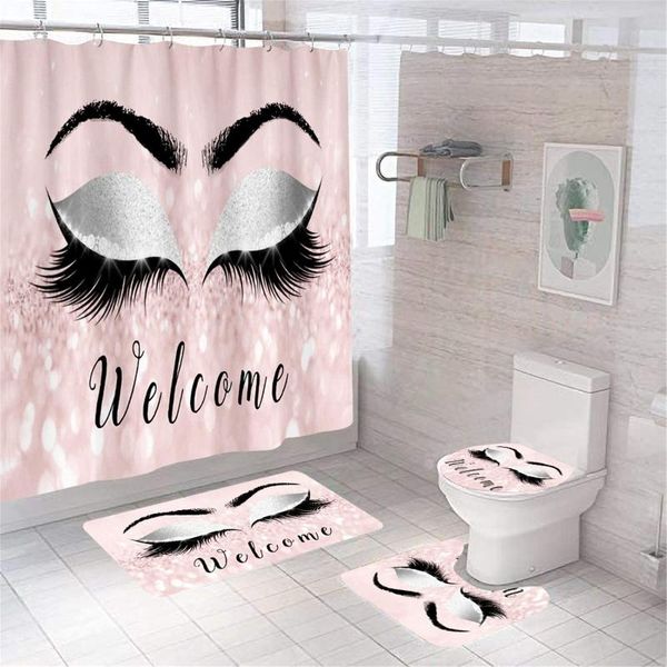 toilet seat covers 3d eyelash print white pink 3pcs set waterproof shower curtain with hooks polyester non-slip u shape mat rug cover decors
toilet seat covers 3d eyelash print white pink 3pcs set waterproof shower curtain with hooks polyester non-slip u shape mat rug cover decors