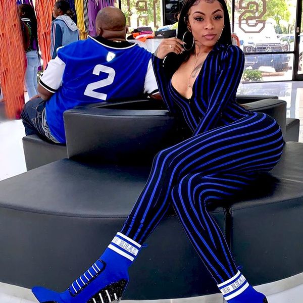 6 colors trendy women long sleeve deep v neck stripe skinny jumpsuit female slim clubwear outfits, Black;white
6 colors trendy women long sleeve deep v neck stripe skinny jumpsuit female slim clubwear outfits, Black;white