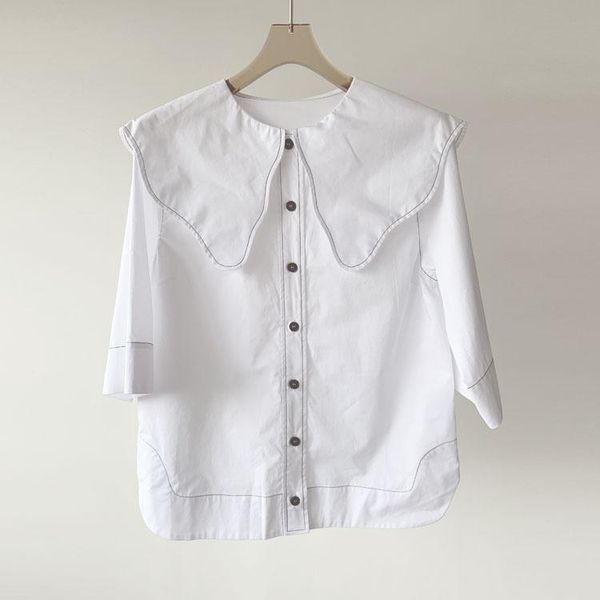 women's blouses & shirts retro wave large turn-down collar cotton blouse 2021 early autumn ladies short sleeve single-breasted office s, White
women's blouses & shirts retro wave large turn-down collar cotton blouse 2021 early autumn ladies short sleeve single-breasted office s, White