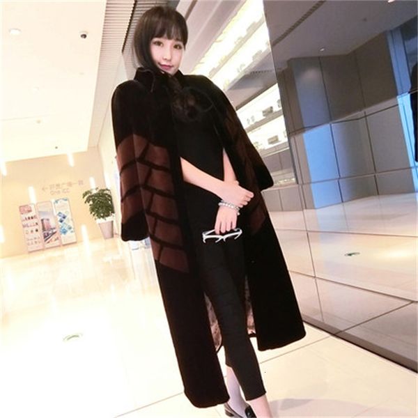 skin-thin fake rabbit long fur coat n13 y6of, Black