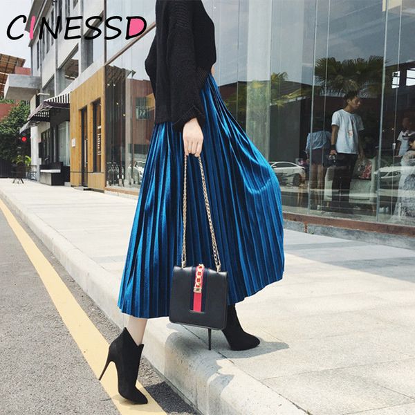 2021 quality high waisted maxi elegant female veet pleated skirts autumn winter long vintage women metallic skirt f565, Black
2021 quality high waisted maxi elegant female veet pleated skirts autumn winter long vintage women metallic skirt f565, Black