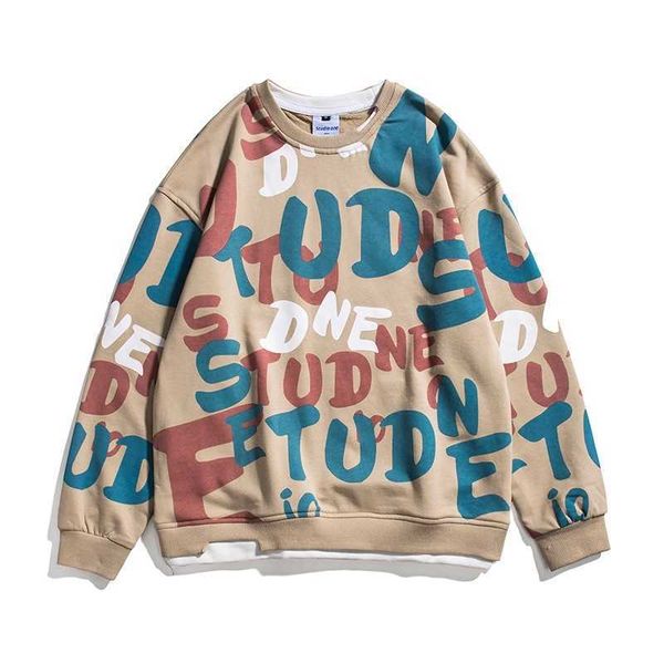 121 spring new youth street fashion brand hip hop full print fake two round collar men's sweater, Black
121 spring new youth street fashion brand hip hop full print fake two round collar men's sweater, Black