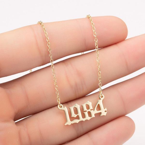 pendant necklaces stainless steel birthday year necklace female student couple's present digital, Silver
pendant necklaces stainless steel birthday year necklace female student couple's present digital, Silver