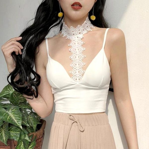 women's tanks & camis crop lace tank lingerie halter with hanging neck women bodycon underwear fashion streetwear short, White
women's tanks & camis crop lace tank lingerie halter with hanging neck women bodycon underwear fashion streetwear short, White
