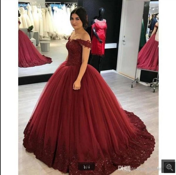 2021 off shoulder burgundy lace appliques prom dresses beaded sweet 16 arabic long puffy tulle plus size party prom gowns sale, Black
2021 off shoulder burgundy lace appliques prom dresses beaded sweet 16 arabic long puffy tulle plus size party prom gowns sale, Black
