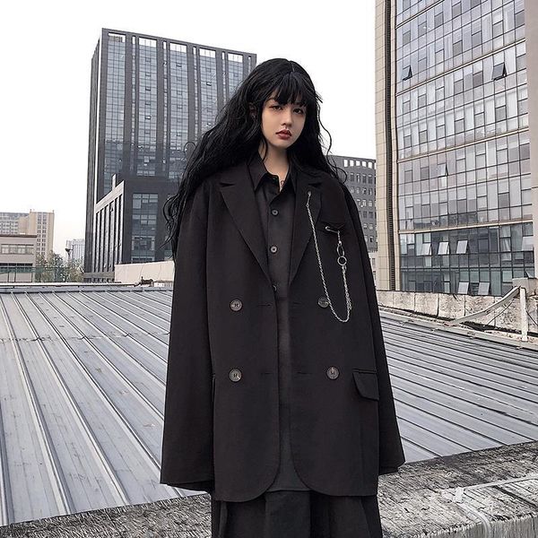 women's suits & blazers 2021 women blazer black spring autumn suit jacket female loose ins dark long-sleeved casual coat, White;black
women's suits & blazers 2021 women blazer black spring autumn suit jacket female loose ins dark long-sleeved casual coat, White;black