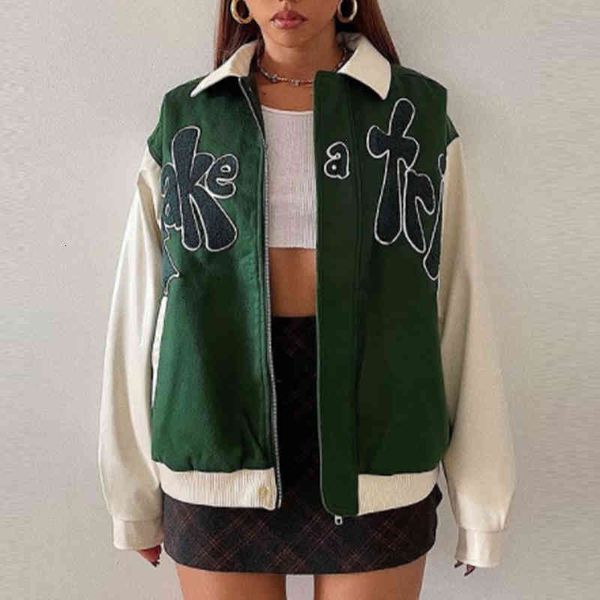 women's jackets autumn take a trip bomber women letter applique loose baseball grass green contrast sleeve coat outerwear arm7, Black;brown
women's jackets autumn take a trip bomber women letter applique loose baseball grass green contrast sleeve coat outerwear arm7, Black;brown
