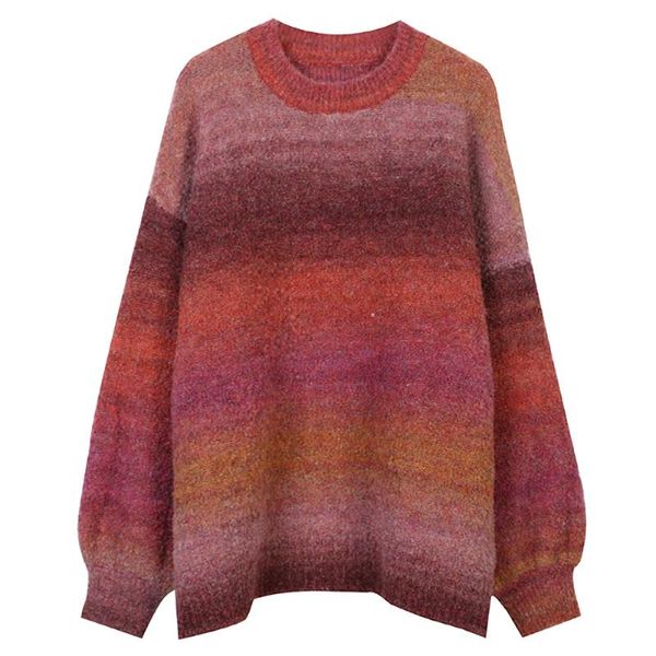 women's sweaters european and american autumn winter pullover long sleeve round neck gradient loose knit thick style, White;black
women's sweaters european and american autumn winter pullover long sleeve round neck gradient loose knit thick style, White;black