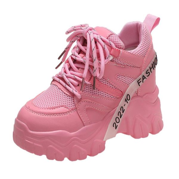 Dress Shoes 2022 Spring Autumn Fashion Women Sneakers Chunky Breathable Mesh Casual Wedge Heels Platform Sports Dad