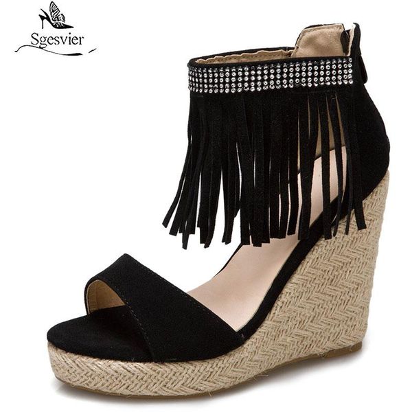 sandals sgesvier 2021 summer fringes tassels ankle strap crystals platform wedges high heels fashion woman shoes plus size 46, Black
sandals sgesvier 2021 summer fringes tassels ankle strap crystals platform wedges high heels fashion woman shoes plus size 46, Black