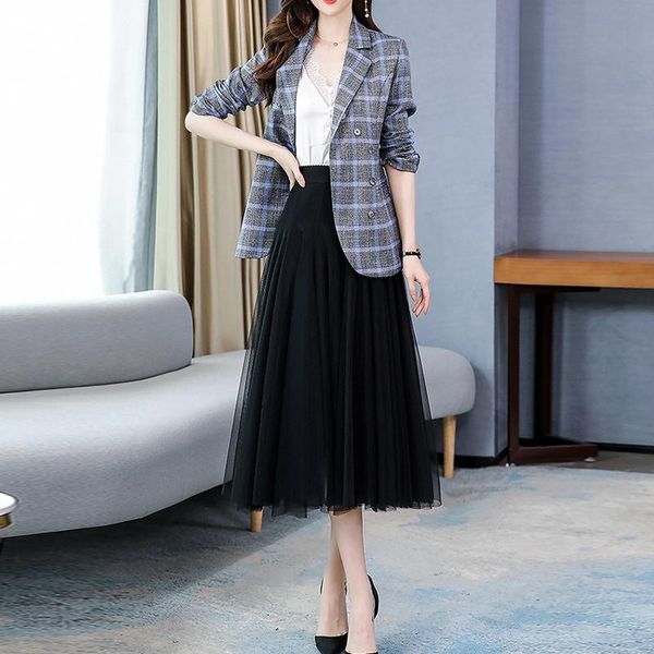 two piece dress spring autumn styles formal women business tulle mesh skirt suits and jackets coat ladies professional plaid blazers belt se, White
two piece dress spring autumn styles formal women business tulle mesh skirt suits and jackets coat ladies professional plaid blazers belt se, White