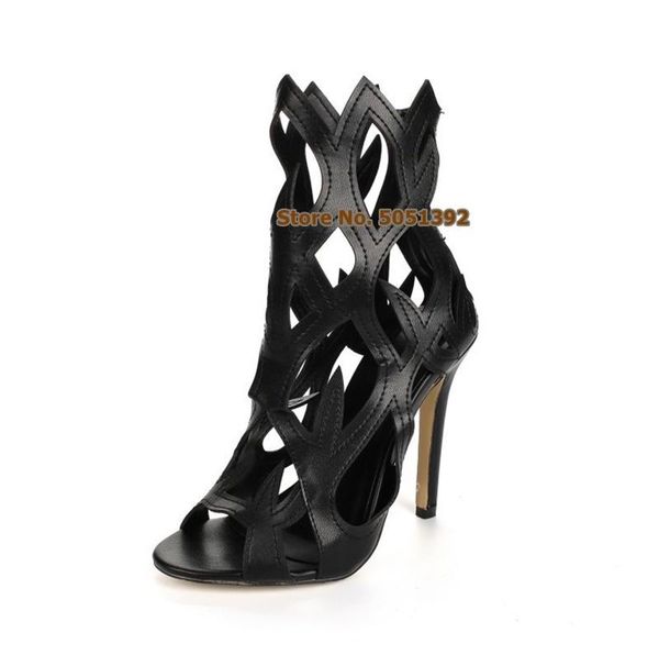 super high heel hollow flame women fashion sandals boots ankle short boots large size cut-out party banquet shoes, Black
super high heel hollow flame women fashion sandals boots ankle short boots large size cut-out party banquet shoes, Black
