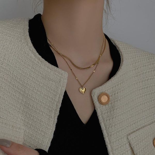 chains double gold heart necklace for female jewelry hip-hop 2021 titanium steel metal snake bone fashion choker chic chain, Silver
chains double gold heart necklace for female jewelry hip-hop 2021 titanium steel metal snake bone fashion choker chic chain, Silver