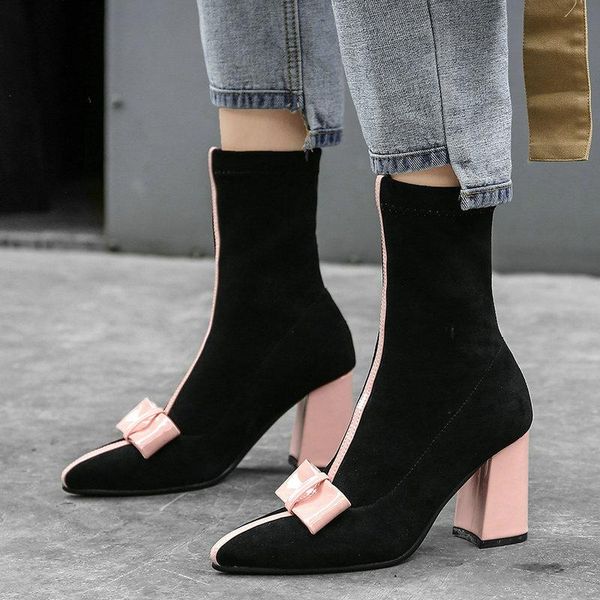 boots pointed toe chunky heels sock women fashion bow shoes woman faux leather ankle winter short pink yellow black
boots pointed toe chunky heels sock women fashion bow shoes woman faux leather ankle winter short pink yellow black