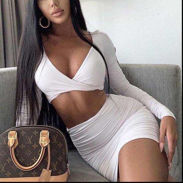 two piece set women long sleeve v neck crop white and mini bodycon skirt lady casual black pink outfit, Gray
two piece set women long sleeve v neck crop white and mini bodycon skirt lady casual black pink outfit, Gray