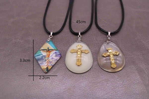 pendant necklaces glass rosary necklace, jesus cross pendant, lobster buckle leather necklace., Silver
pendant necklaces glass rosary necklace, jesus cross pendant, lobster buckle leather necklace., Silver