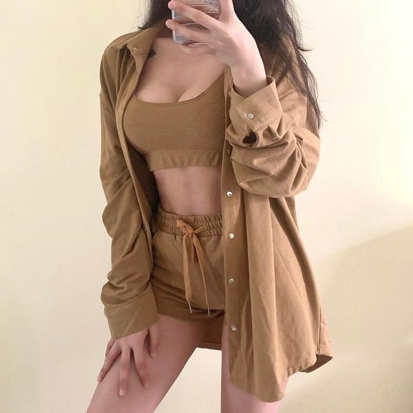 women's tracksuits womengaga autumn 2021 shorts suit women three piece girl shirt coat jacket elastic korean fashion set a4o9, Gray
women's tracksuits womengaga autumn 2021 shorts suit women three piece girl shirt coat jacket elastic korean fashion set a4o9, Gray