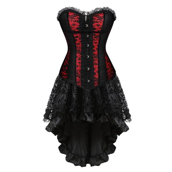 vintage corsets dress with skirt set red black corset bustier costume halloween lace floral gothic plus size party lingerie, Black;white
vintage corsets dress with skirt set red black corset bustier costume halloween lace floral gothic plus size party lingerie, Black;white