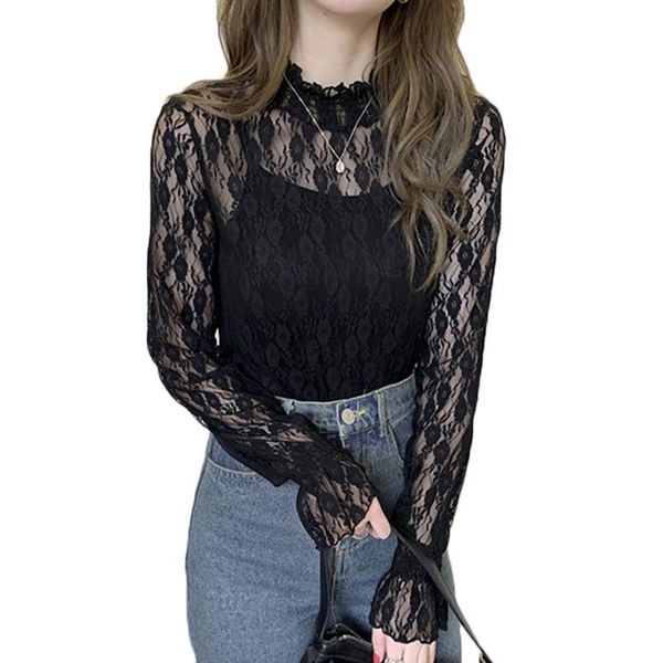 women's blouses & shirts trendy bottoming shirt long sleeve mesh base lace net half turtleneck transparent undershirt hollow o, White
women's blouses & shirts trendy bottoming shirt long sleeve mesh base lace net half turtleneck transparent undershirt hollow o, White