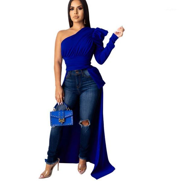 women's blouses & shirts women long sleeve blouse asymmetry front short back one off shoulder solid color bodycon backless, White
women's blouses & shirts women long sleeve blouse asymmetry front short back one off shoulder solid color bodycon backless, White