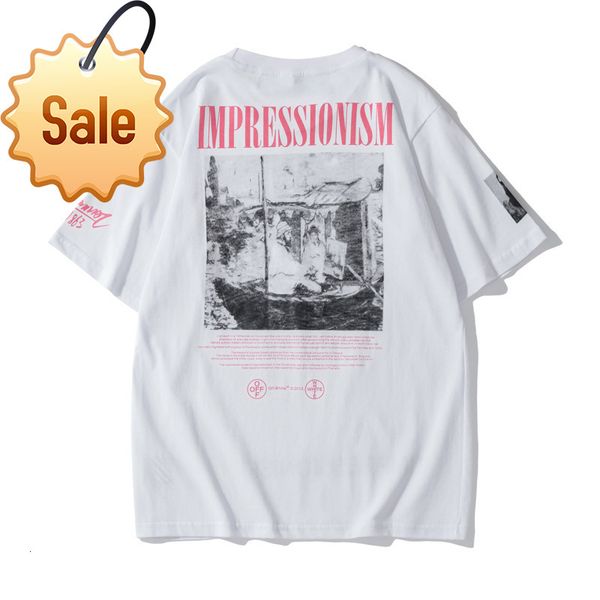 2020 summer new off style monet boat print letters casual short sleeve t-shirt, White;black
2020 summer new off style monet boat print letters casual short sleeve t-shirt, White;black