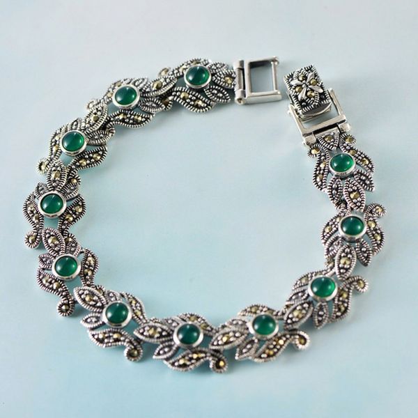 2021 new s925 jewelry retro ethnic style green chalcedony leaf marksai stone 925 sier bracelet for woman pdsm, Black
2021 new s925 jewelry retro ethnic style green chalcedony leaf marksai stone 925 sier bracelet for woman pdsm, Black
