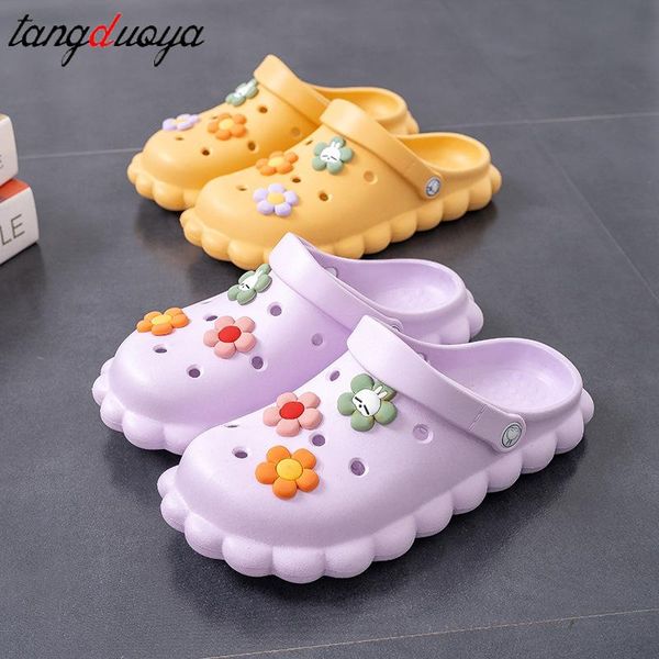 slippers women's sandals lady girl summer women casual jelly shoes hollow out mesh flats beach, Black