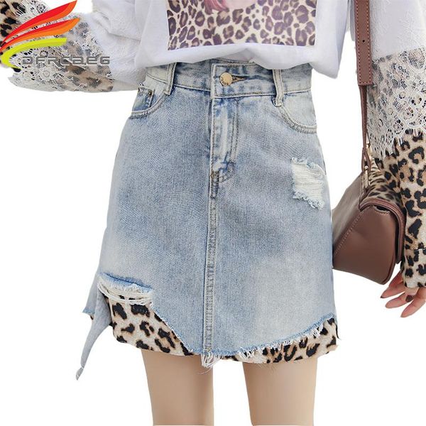 skirts women denim leopard patchwork high waist midi skirt summer jeans lady hole ripped a line saia, Black 
skirts women denim leopard patchwork high waist midi skirt summer jeans lady hole ripped a line saia, Black
