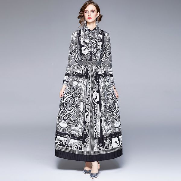 women's 2021 lapel long sleeve shirt pleated skirt printed fashion dress, Black;gray
women's 2021 lapel long sleeve shirt pleated skirt printed fashion dress, Black;gray