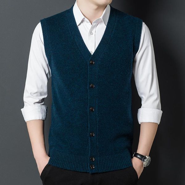 men's sweaters autumn and winter cashmere vest v-neck sleeveless warm wool cardigan waistcoat, White;black
men's sweaters autumn and winter cashmere vest v-neck sleeveless warm wool cardigan waistcoat, White;black