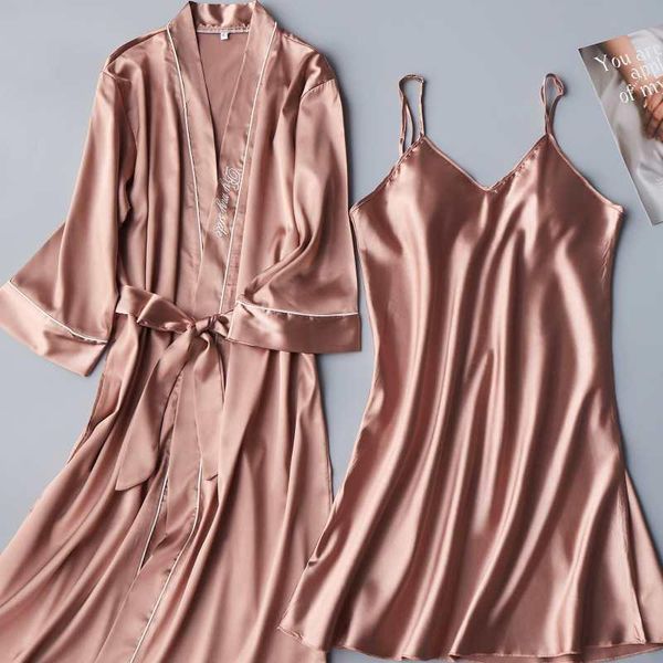 women's sleepwear women kimono gown bride 2pcs faux silk bathrobe bridesmaid wedding robe loose nightwear home clothes lingerie, Black;red
women's sleepwear women kimono gown bride 2pcs faux silk bathrobe bridesmaid wedding robe loose nightwear home clothes lingerie, Black;red