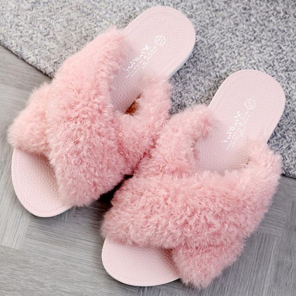 women plush home slippers cross fur slides ladies lovely candy color shoes woman flat flip flops soft house fur slides drop ship, Black
women plush home slippers cross fur slides ladies lovely candy color shoes woman flat flip flops soft house fur slides drop ship, Black