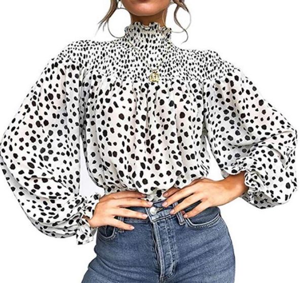 women's blouses & shirts high collar blouse fashion ladies floral long sleeve casual shirt loose lantern printed turtle neck, White
women's blouses & shirts high collar blouse fashion ladies floral long sleeve casual shirt loose lantern printed turtle neck, White