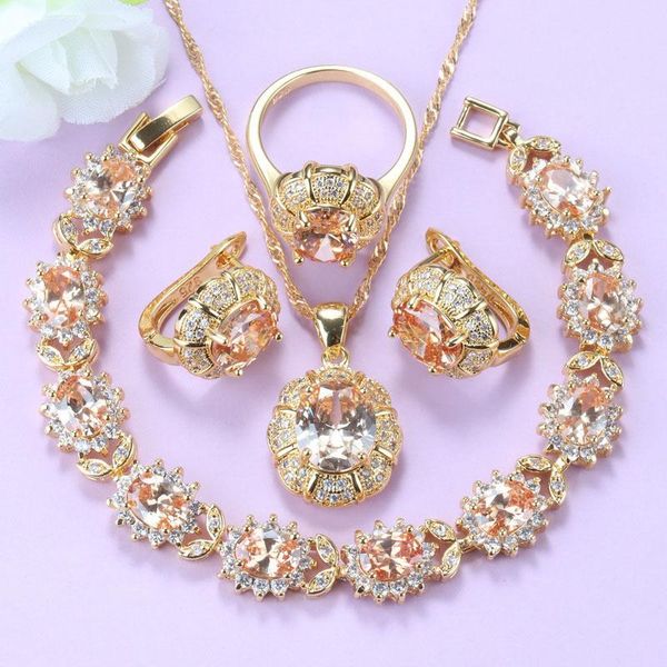 earrings & necklace vintage style gold color luxurious women wedding african jewelry sets champagne stone clip bracelet, Silver
earrings & necklace vintage style gold color luxurious women wedding african jewelry sets champagne stone clip bracelet, Silver