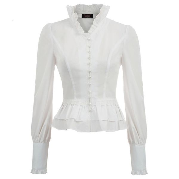 party club lace up shirts women spring fall retro blouse victorian steampunk gothic long sleeve stand collar corset lacing, White
party club lace up shirts women spring fall retro blouse victorian steampunk gothic long sleeve stand collar corset lacing, White