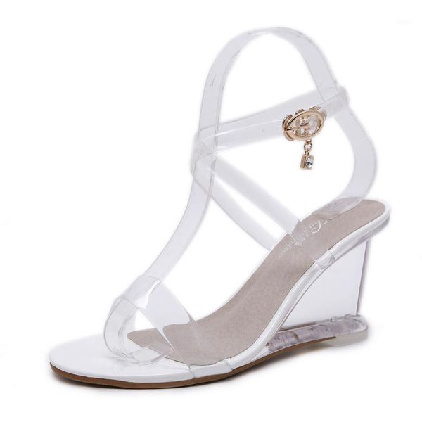 dress shoes summer transparent pvc open toe sandals crystal clear wedge heel cross straps high heels women pumps party1, Black
dress shoes summer transparent pvc open toe sandals crystal clear wedge heel cross straps high heels women pumps party1, Black