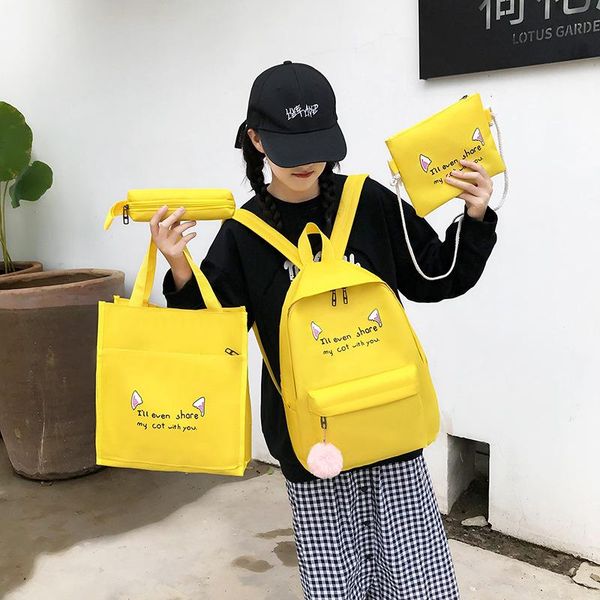 backpack womens contrast color 4pcs/set canvas waterproof bag female school bags for teenage girls 2021 yellow
backpack womens contrast color 4pcs/set canvas waterproof bag female school bags for teenage girls 2021 yellow