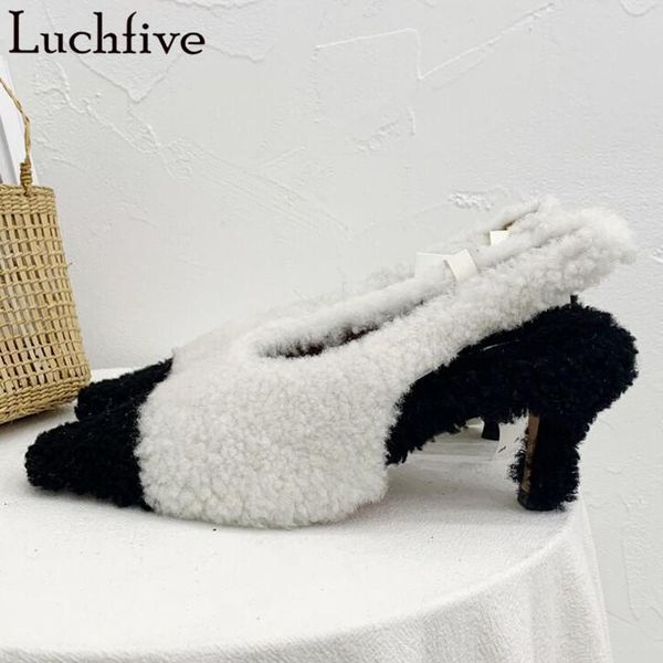 sandals fashion wool women patchwork round toe shoes woman high heels slingbacks runway 2021 white sapatos feminina, Black
sandals fashion wool women patchwork round toe shoes woman high heels slingbacks runway 2021 white sapatos feminina, Black