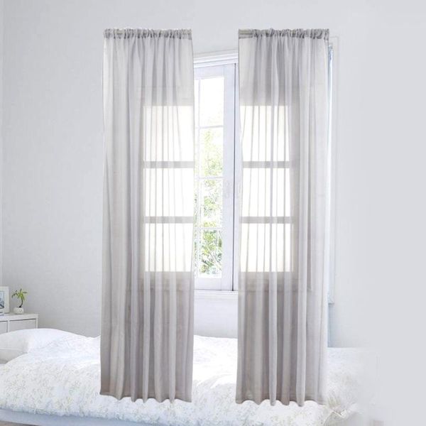 cotton and linen shiner window voile curtains fine texture curtain for bedroom living room - 100x200cm)