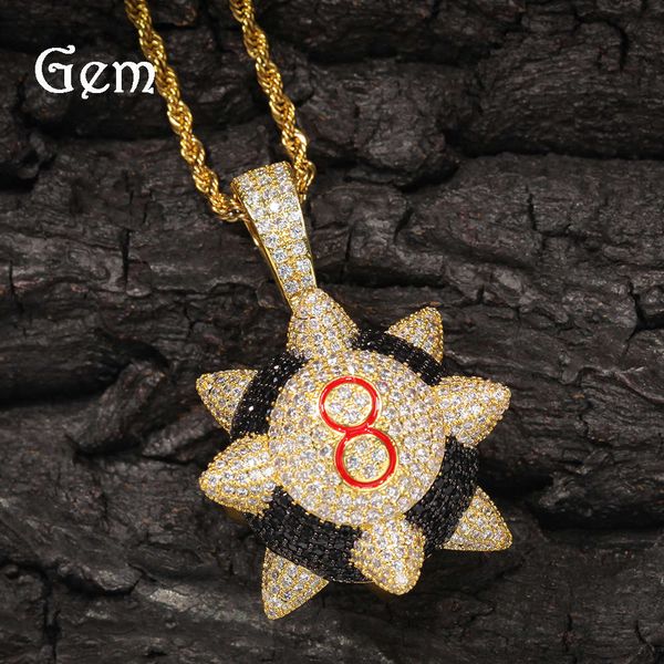 hip hop cartoon black 8 meteor hammer pendant net red versatile copper zircon trendsetter tiaodi necklace personality accessories, Silver
hip hop cartoon black 8 meteor hammer pendant net red versatile copper zircon trendsetter tiaodi necklace personality accessories, Silver