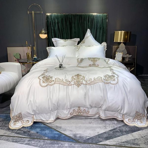 bedding sets luxury satin royal set embroidered solid white blue flat sheet king size duvet cover 220x240 home bed
bedding sets luxury satin royal set embroidered solid white blue flat sheet king size duvet cover 220x240 home bed