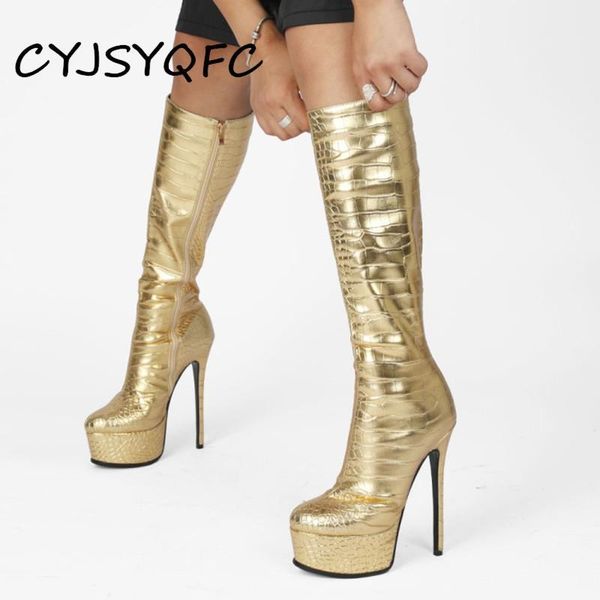 boots cyjsyqfc gold snake pattern platform women stiletto ladies knee length street style fashion woman's high heels, Black
boots cyjsyqfc gold snake pattern platform women stiletto ladies knee length street style fashion woman's high heels, Black